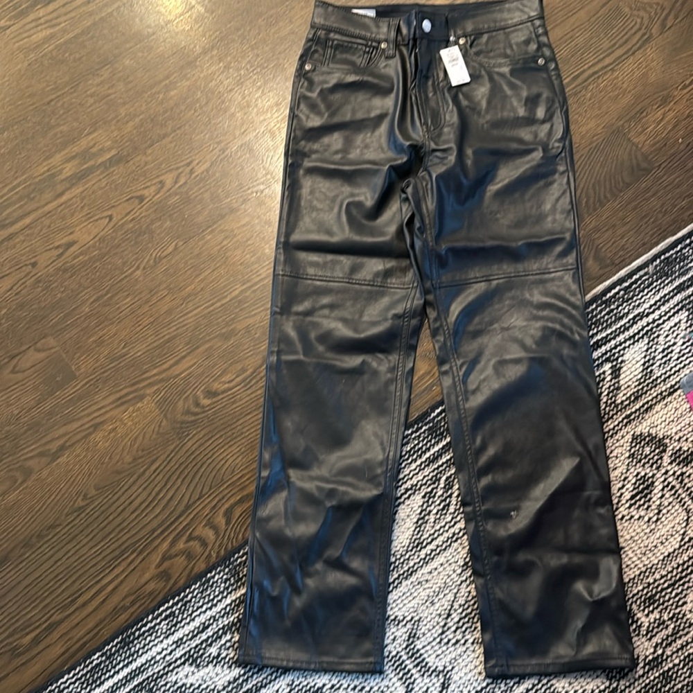 NWT GAP faux leather 5 pocket zip pant cheeky straight high rise